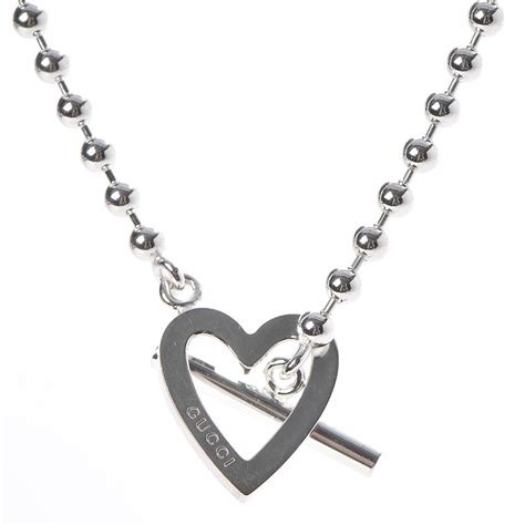 silver gucci heart necklace|gucci sterling silver heart necklace.